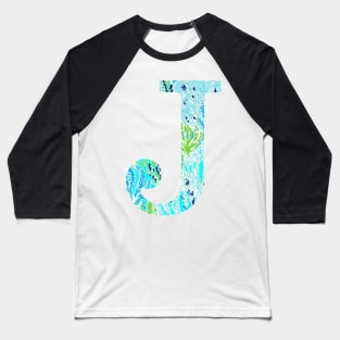 The Letter J Aqua Multicolor Baseball T-Shirt